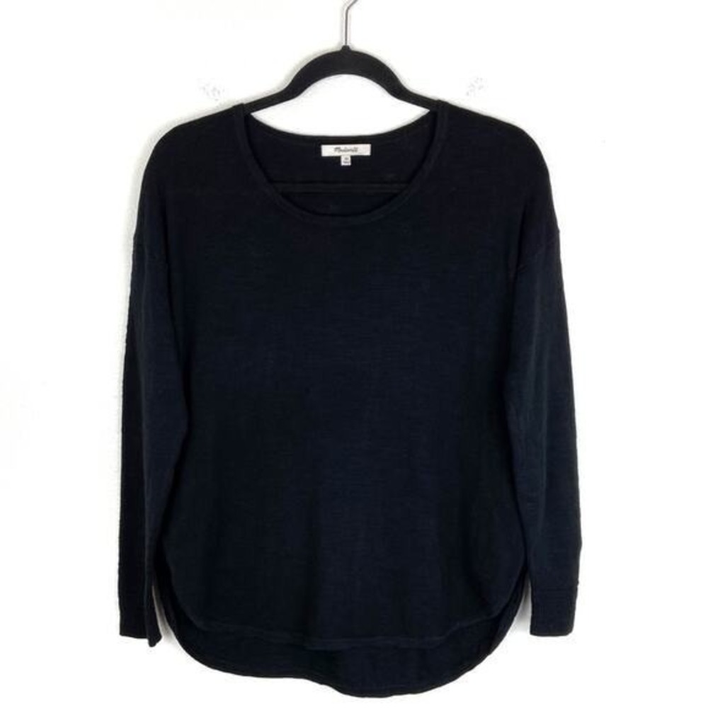 Madewell Black Top Long Sleeve Oversized XS Dark Cottage Witchy Goth Pairable